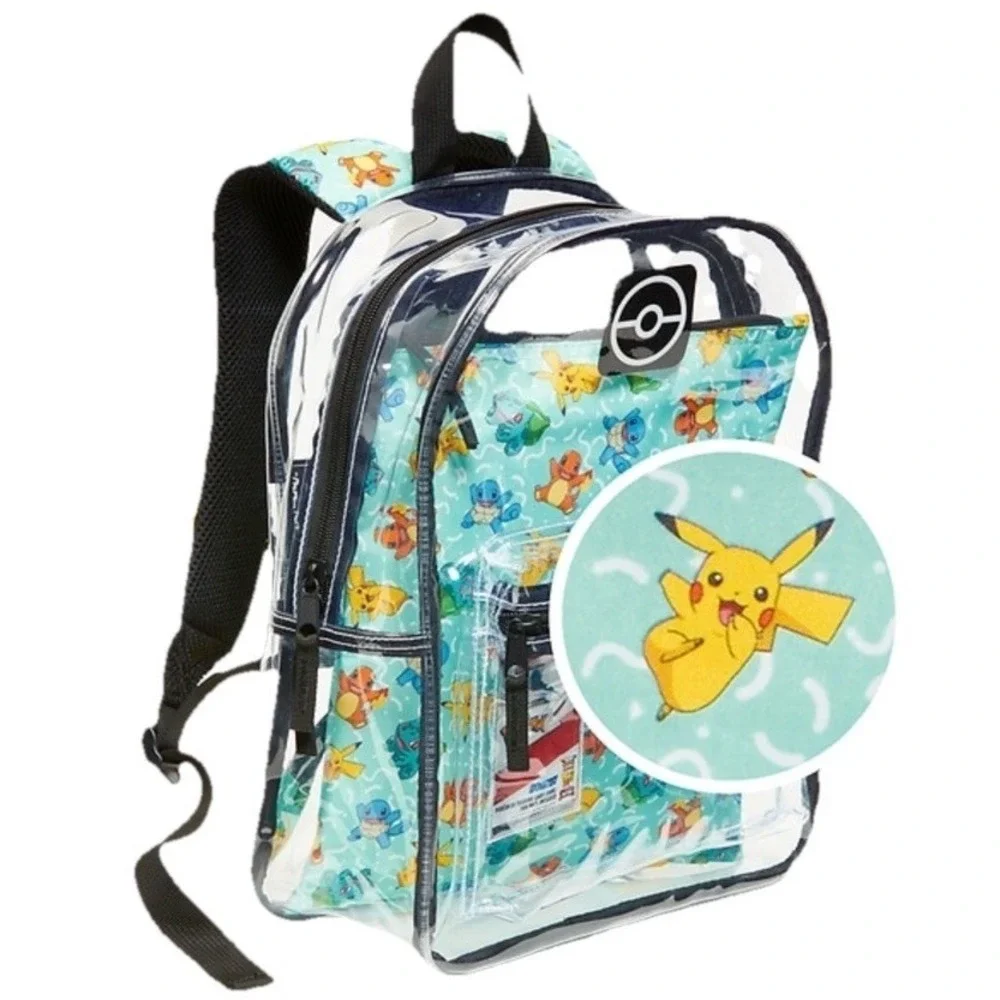 Clear See Thru‎ backpack Pokemon Pouch Stadiums School Pack Cards festival
